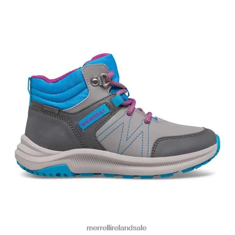 Greylock Waterproof Boot (MK165225) Merrell Kids BX26T1510 Grey/Turq Shoes