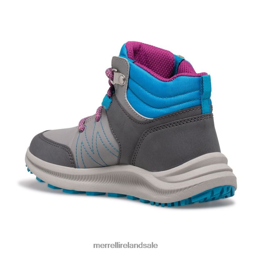 Greylock Waterproof Boot (MK165225) Merrell Kids BX26T1510 Grey/Turq Shoes