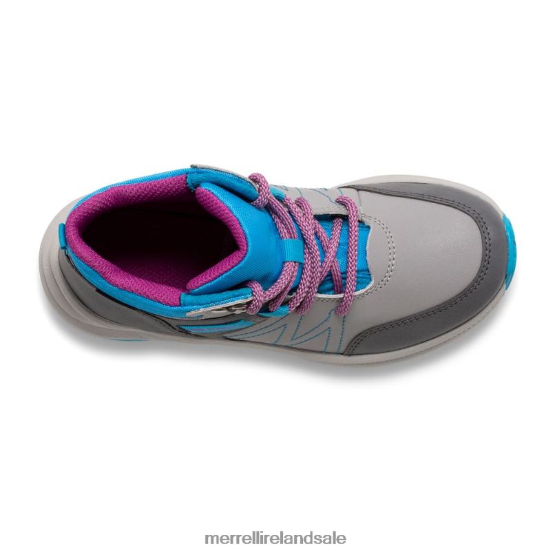 Greylock Waterproof Boot (MK165225) Merrell Kids BX26T1510 Grey/Turq Shoes