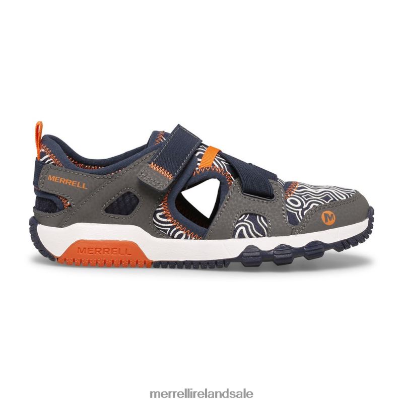 Hydro Free Roam Chroma Monarch Sandal (MK265855K) Merrell Kids BX26T1503 Grey/Navy Shoes