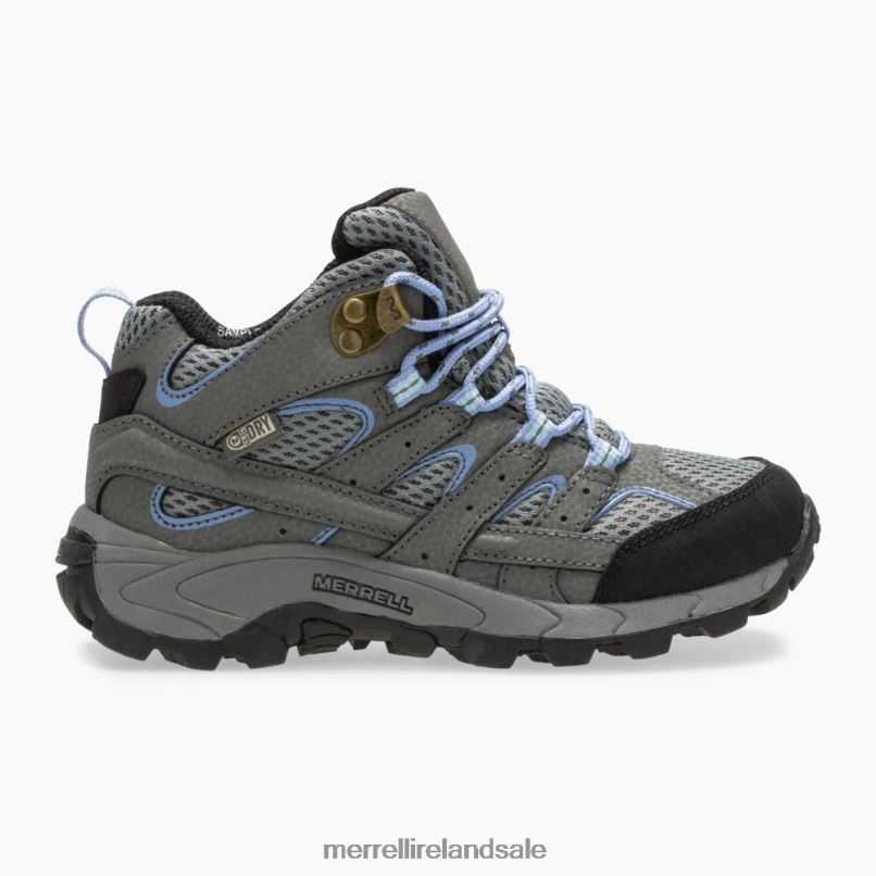 Moab 2 Mid Waterproof Boot (MK162260) Merrell Kids BX26T804 Grey/Periwinkle Shoes