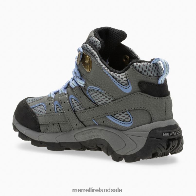 Moab 2 Mid Waterproof Boot (MK162260) Merrell Kids BX26T804 Grey/Periwinkle Shoes