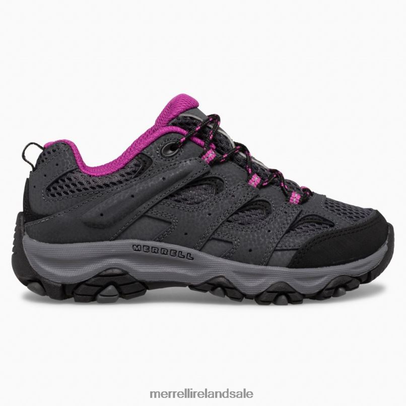 Moab 3 Low Lace Shoe (MK165708) Merrell Kids BX26T1429 Granite/Berry Shoes