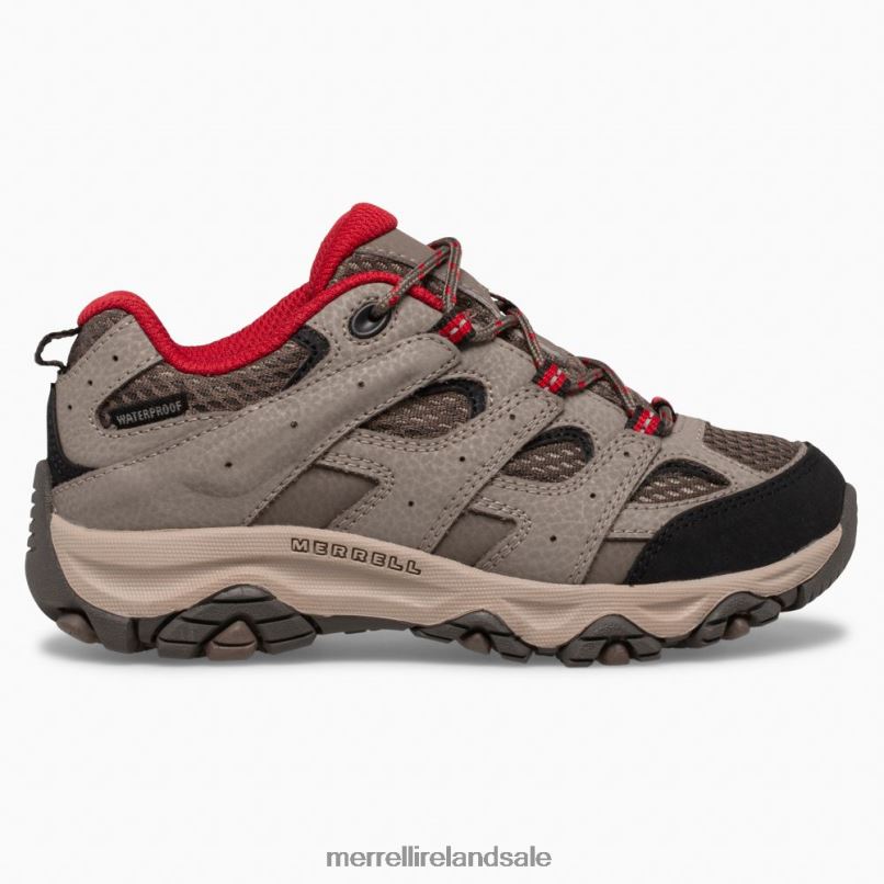 Moab 3 Low Lace Waterproof Sneaker (MK265705) Merrell Kids BX26T1478 Boulder Red Shoes