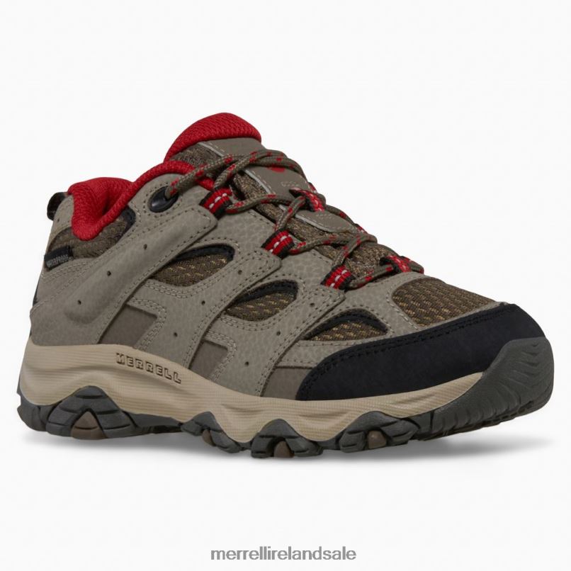 Moab 3 Low Lace Waterproof Sneaker (MK265705) Merrell Kids BX26T1478 Boulder Red Shoes