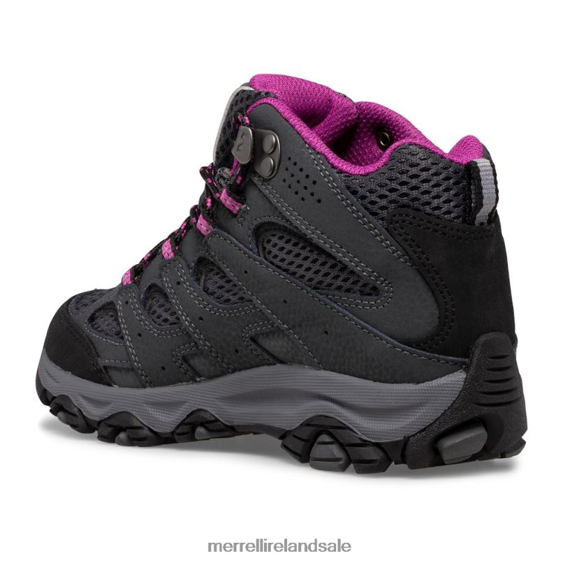 Moab 3 Mid Waterproof Boot (MK165703) Merrell Kids BX26T1433 Granite/Berry Shoes