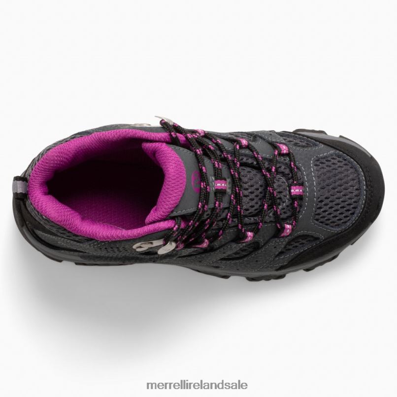 Moab 3 Mid Waterproof Boot (MK165703) Merrell Kids BX26T1433 Granite/Berry Shoes