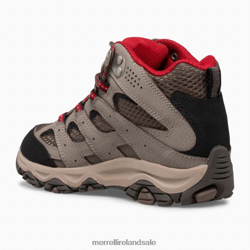 Moab 3 Mid Waterproof Boot (MK265701) Merrell Kids BX26T1430 Boulder/Red Shoes