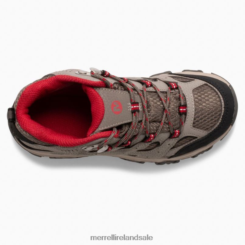 Moab 3 Mid Waterproof Boot (MK265701) Merrell Kids BX26T1430 Boulder/Red Shoes