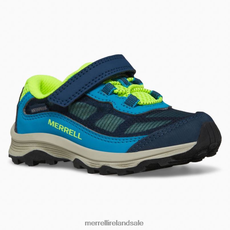 Moab Speed Low A/C Jr. Waterproof Sneaker (ML267122) Merrell Kids BX26T1368 Navy/Hi Viz Shoes