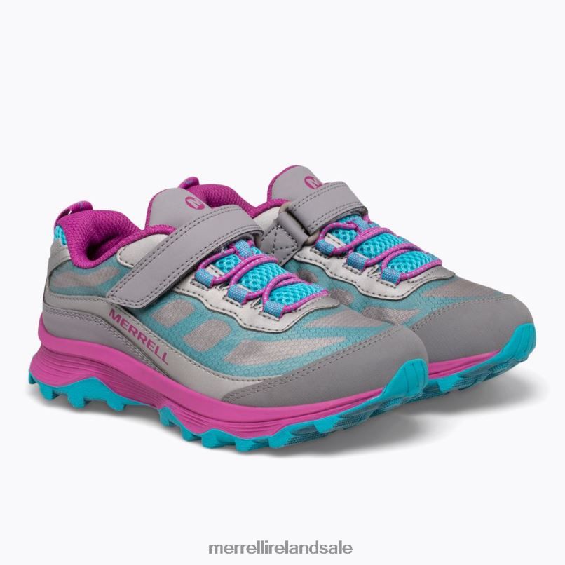 Moab Speed Low A/C Waterproof (MK165211) Merrell Kids BX26T1362 Grey/Silver/Turquoise Shoes