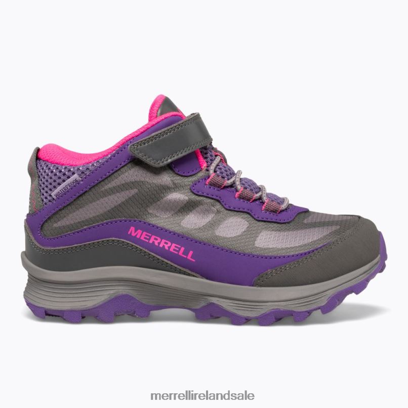 Moab Speed Mid A/C Waterproof (MK165209) Merrell Kids BX26T1387 Grey/Pink/Purple Shoes