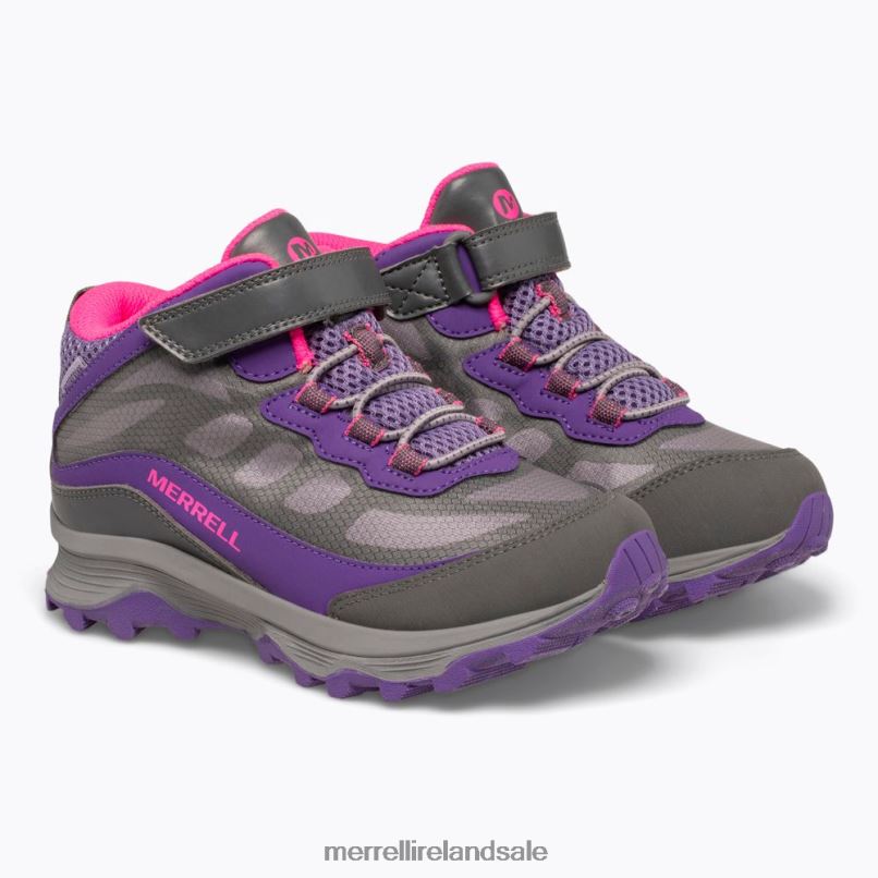 Moab Speed Mid A/C Waterproof (MK165209) Merrell Kids BX26T1387 Grey/Pink/Purple Shoes