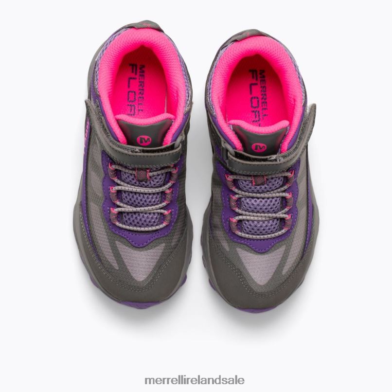 Moab Speed Mid A/C Waterproof (MK165209) Merrell Kids BX26T1387 Grey/Pink/Purple Shoes