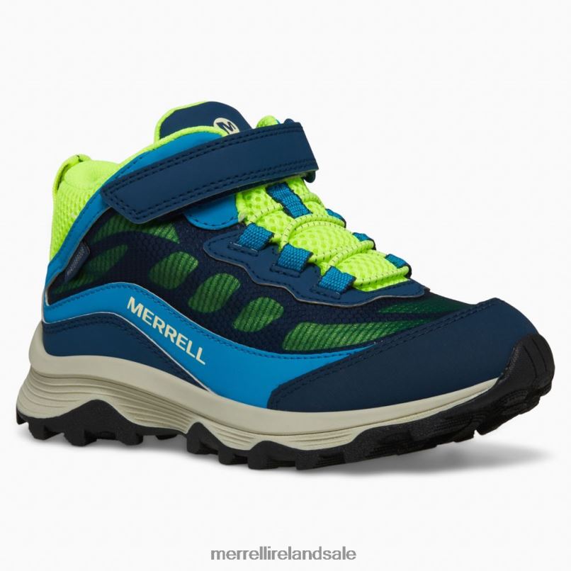 Moab Speed Mid A/C Waterproof (MK267121) Merrell Kids BX26T1384 Navy/Hi Viz Shoes