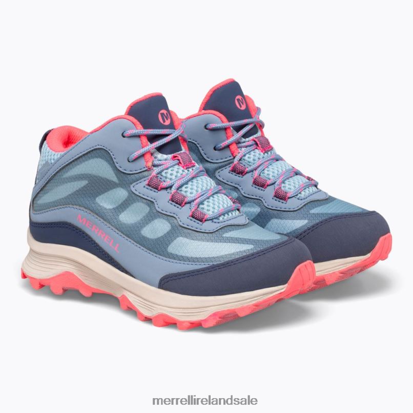 Moab Speed Mid Waterproof (MK165213) Merrell Kids BX26T1382 Dusty Blue/Coral Shoes