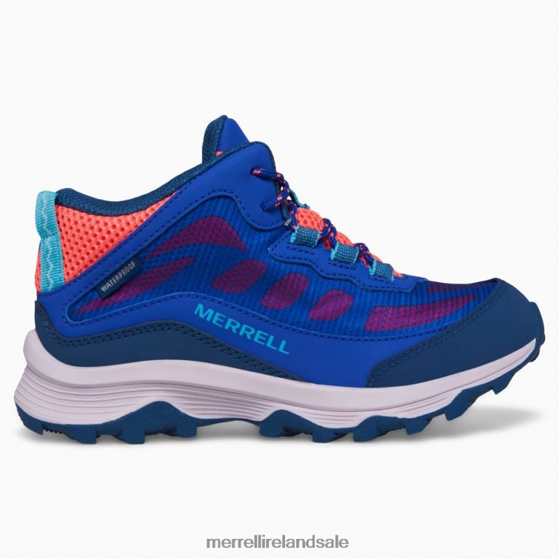 Moab Speed Mid Waterproof (MK166990) Merrell Kids BX26T1379 Blue/Berry/Turq Shoes