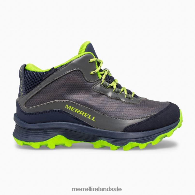 Moab Speed Mid Waterproof (MK265212) Merrell Kids BX26T1383 Navy/Grey/Lime Shoes