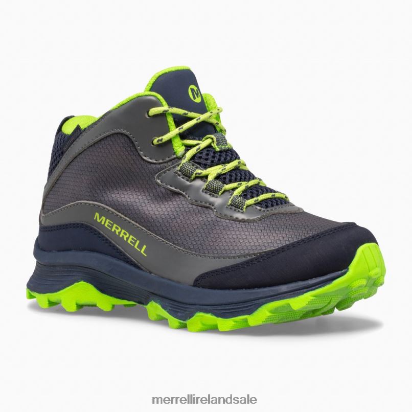 Moab Speed Mid Waterproof (MK265212) Merrell Kids BX26T1383 Navy/Grey/Lime Shoes