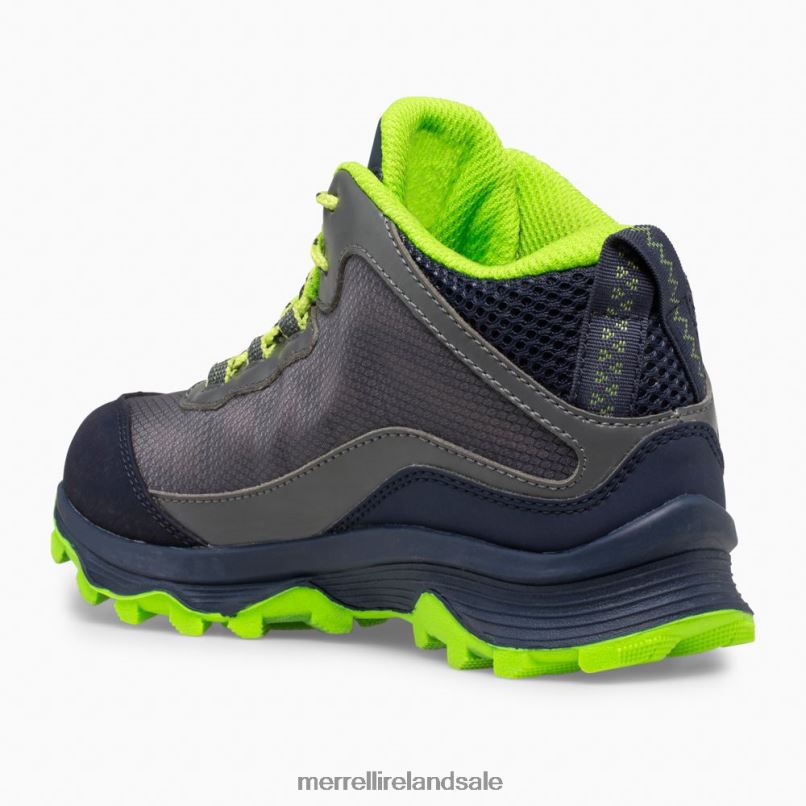 Moab Speed Mid Waterproof (MK265212) Merrell Kids BX26T1383 Navy/Grey/Lime Shoes