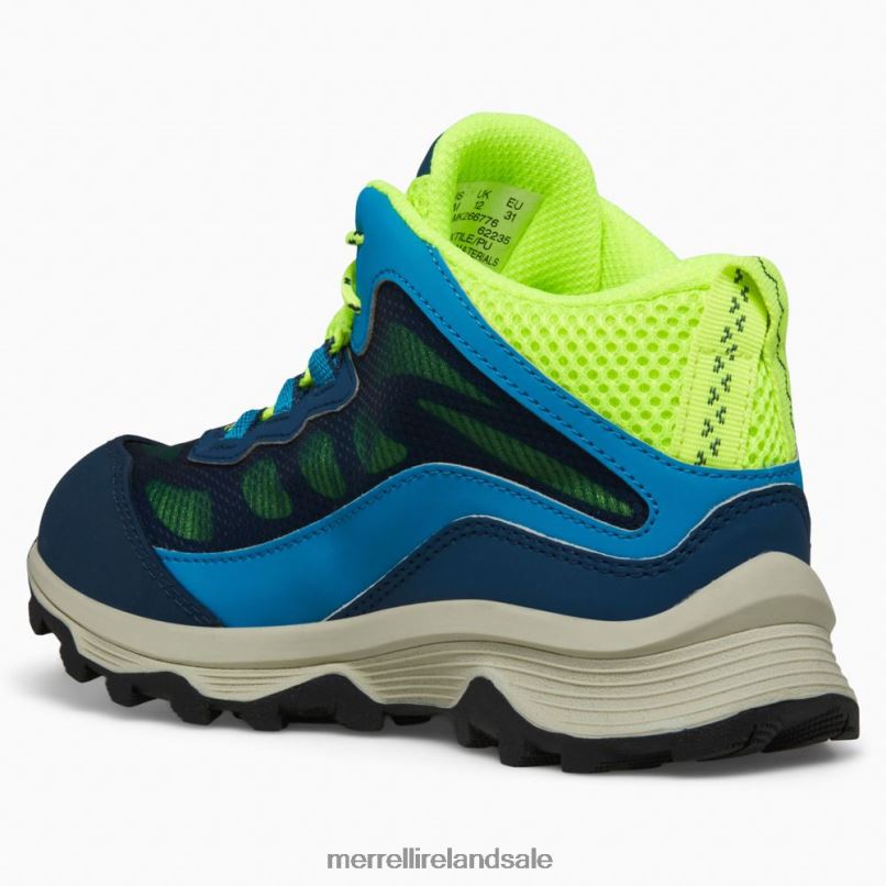 Moab Speed Mid Waterproof (MK266776) Merrell Kids BX26T1380 Navy/Hi Viz Shoes