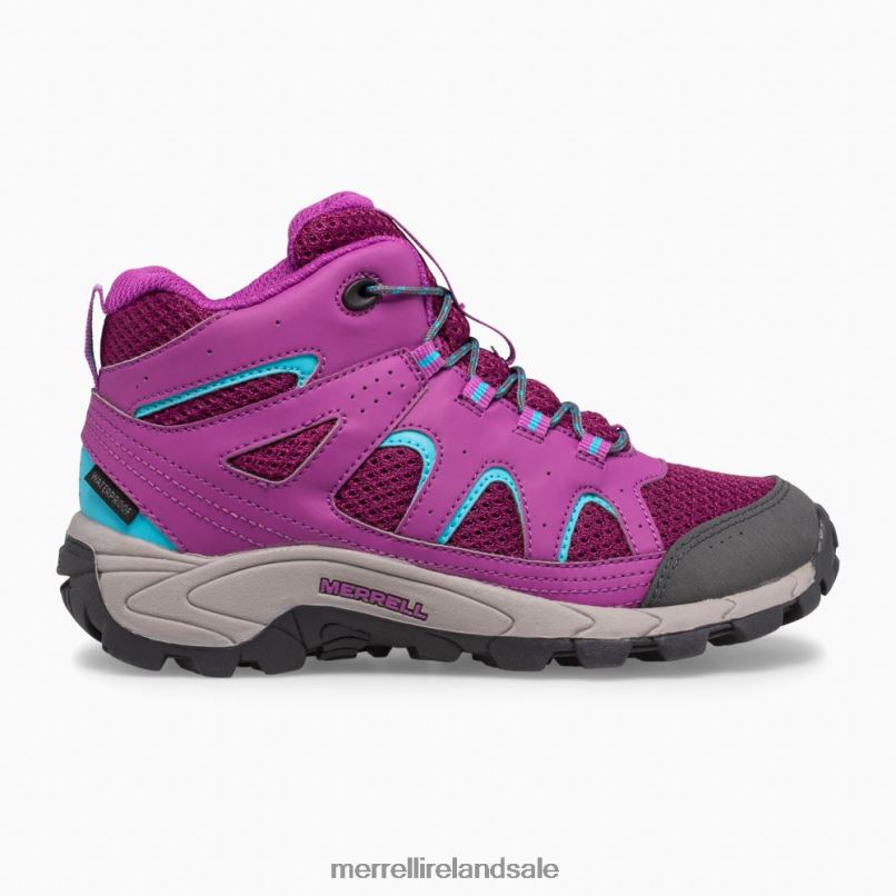 Oakcreek Mid Lace Waterproof Boot (MK164769) Merrell Kids BX26T1447 Paloma/Berry Shoes