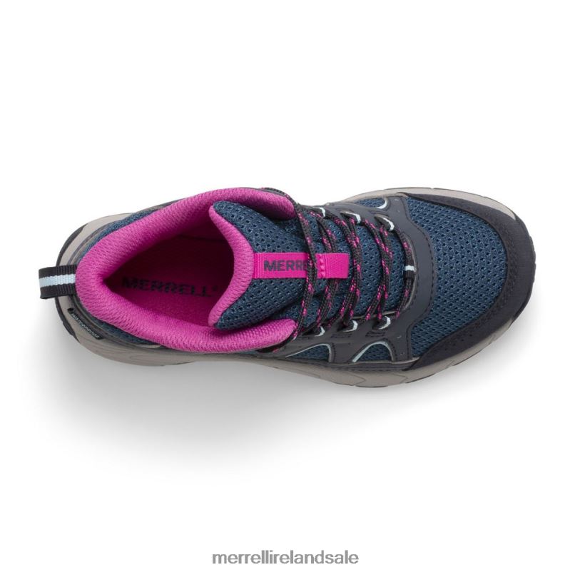 Oakcreek Mid Lace Waterproof Boot (MK166227) Merrell Kids BX26T1443 Navy/Turquoise/Fuchsia Shoes