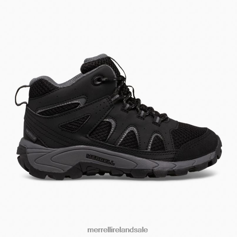 Oakcreek Mid Lace Waterproof Boot (MK265426) Merrell Kids BX26T1445 Black/Grey Shoes