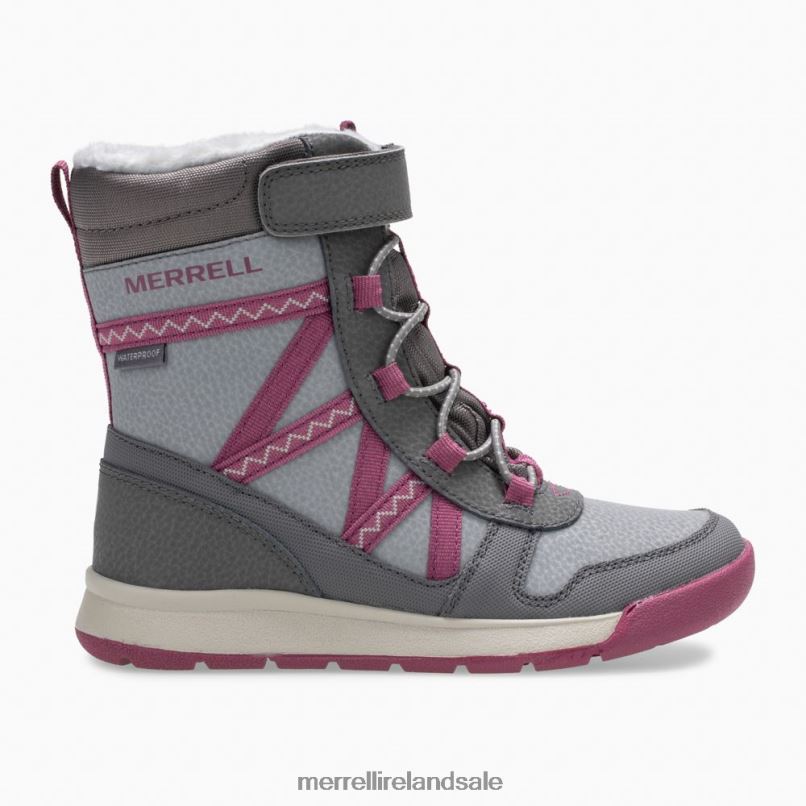 Snow Crush 2.0 Waterproof Boot (MK163129K) Merrell Kids BX26T1506 Grey/Berry Shoes