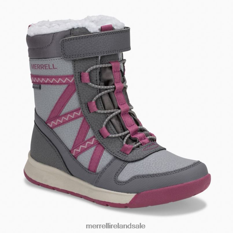 Snow Crush 2.0 Waterproof Boot (MK163129K) Merrell Kids BX26T1506 Grey/Berry Shoes