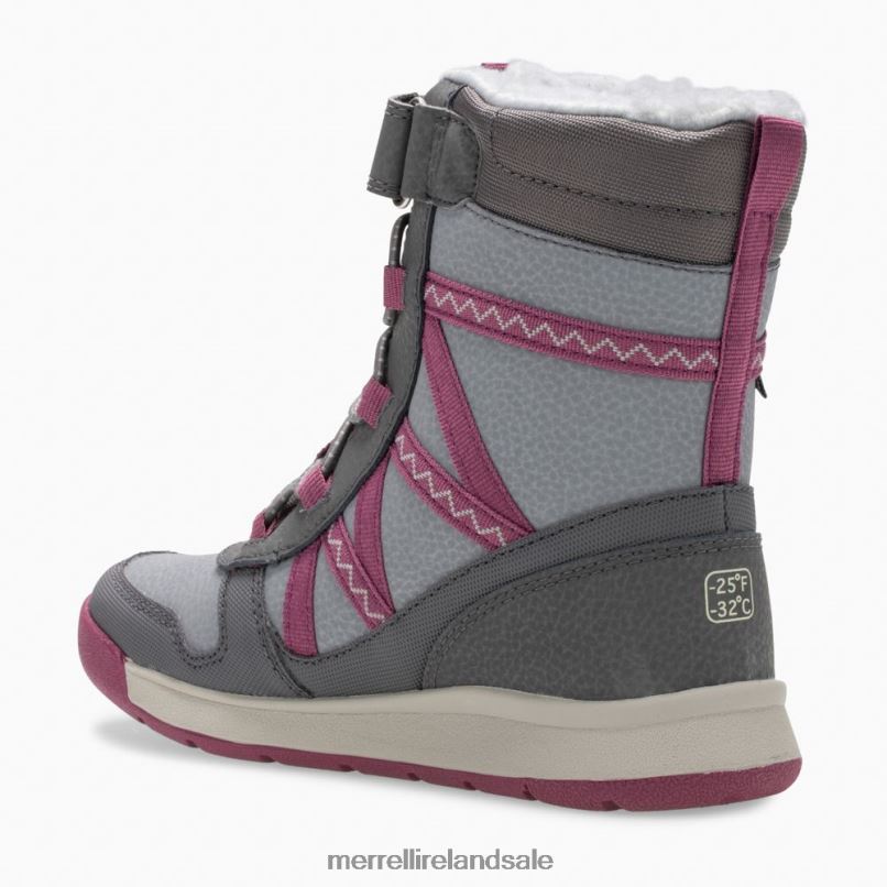 Snow Crush 2.0 Waterproof Boot (MK163129K) Merrell Kids BX26T1506 Grey/Berry Shoes