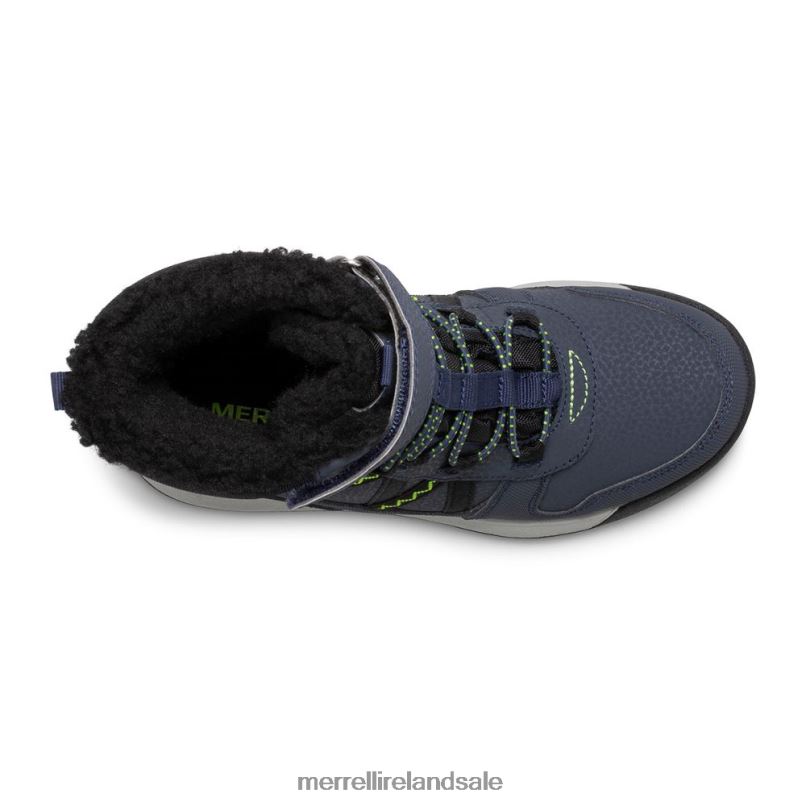 Snow Crush 2.0 Waterproof Boot (MK263127K) Merrell Kids BX26T1508 Navy/Lime Shoes