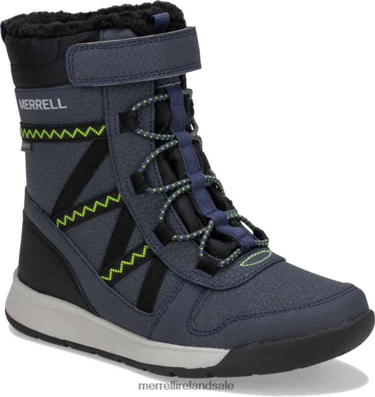 Snow Crush 2.0 Waterproof Boot (MK263127K) Merrell Kids BX26T1508 Navy/Lime Shoes