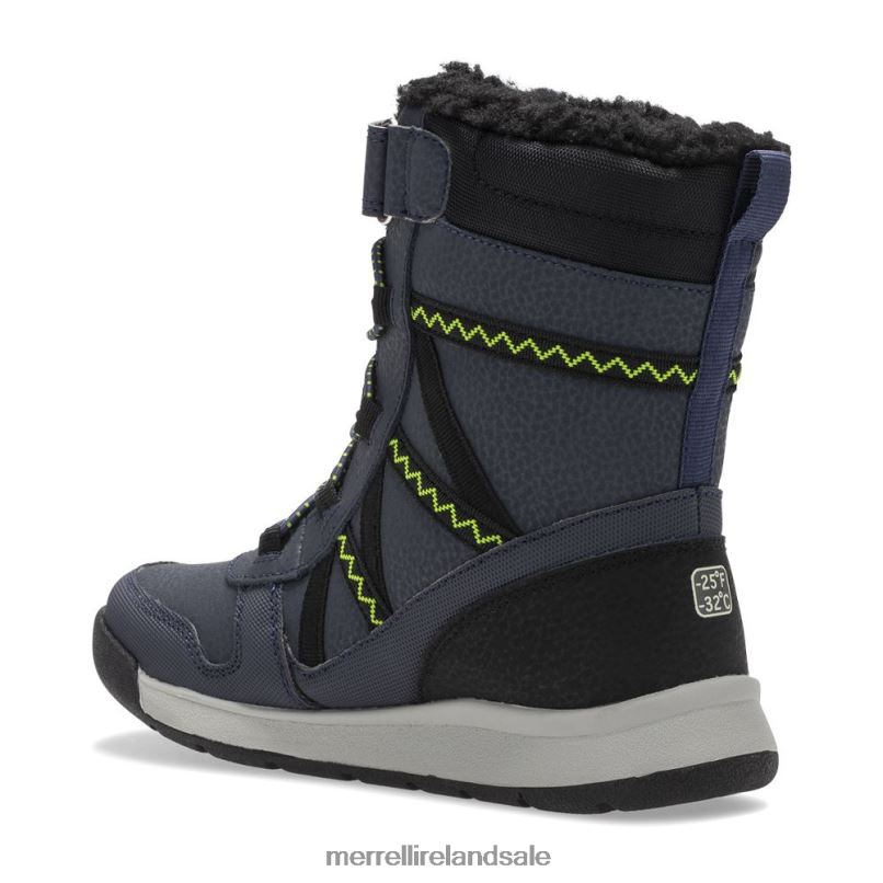 Snow Crush 2.0 Waterproof Boot (MK263127K) Merrell Kids BX26T1508 Navy/Lime Shoes