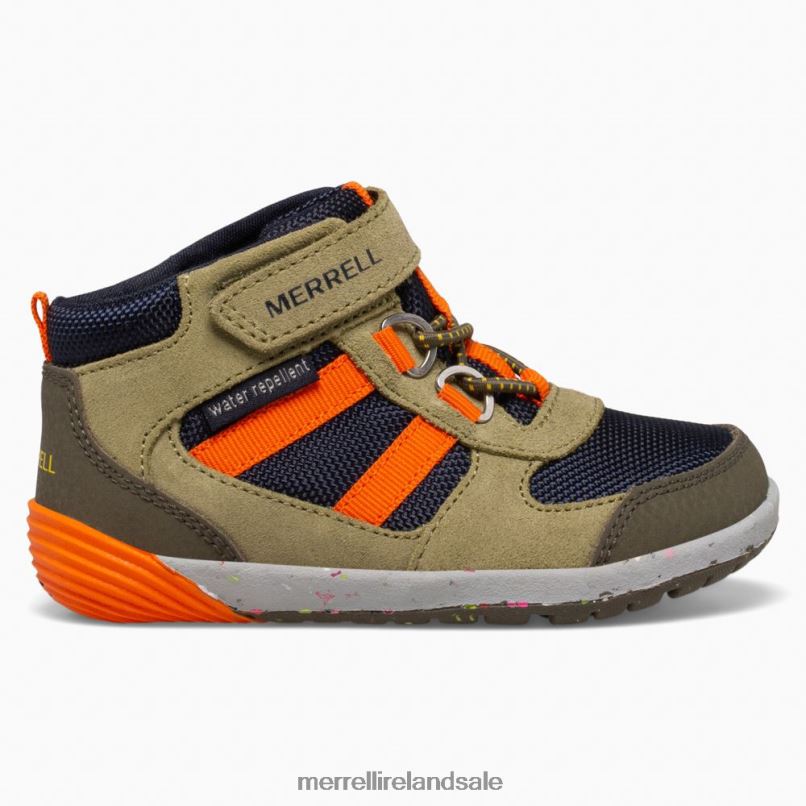 Bare Steps Ridge Jr Hiker (ML266269) Merrell Kids BX26T1457 Olive/Navy/Orange Shoes