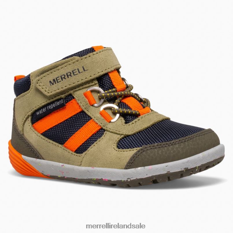 Bare Steps Ridge Jr Hiker (ML266269) Merrell Kids BX26T1457 Olive/Navy/Orange Shoes
