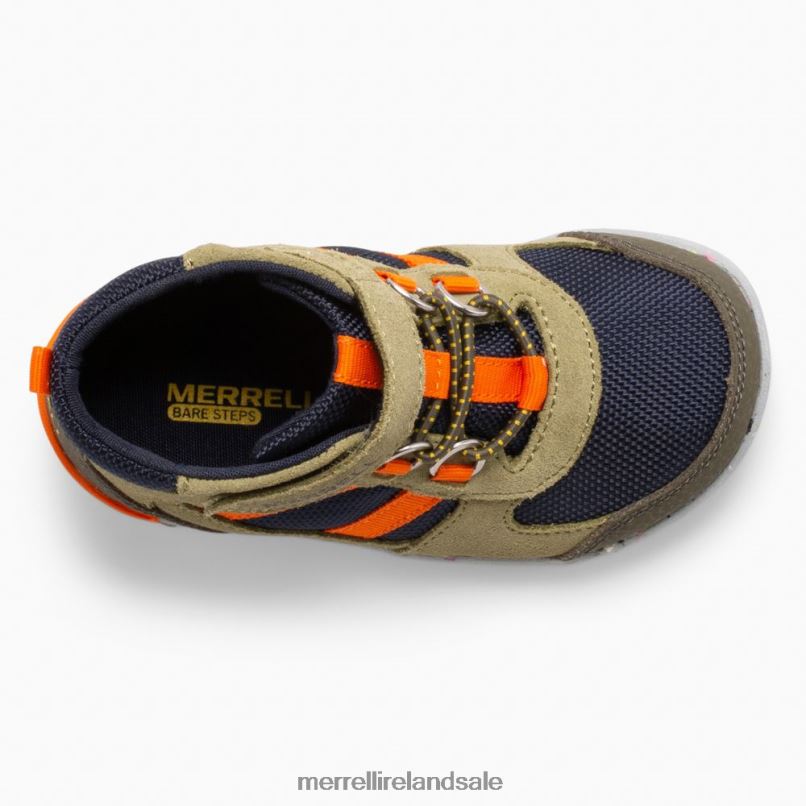 Bare Steps Ridge Jr Hiker (ML266269) Merrell Kids BX26T1457 Olive/Navy/Orange Shoes