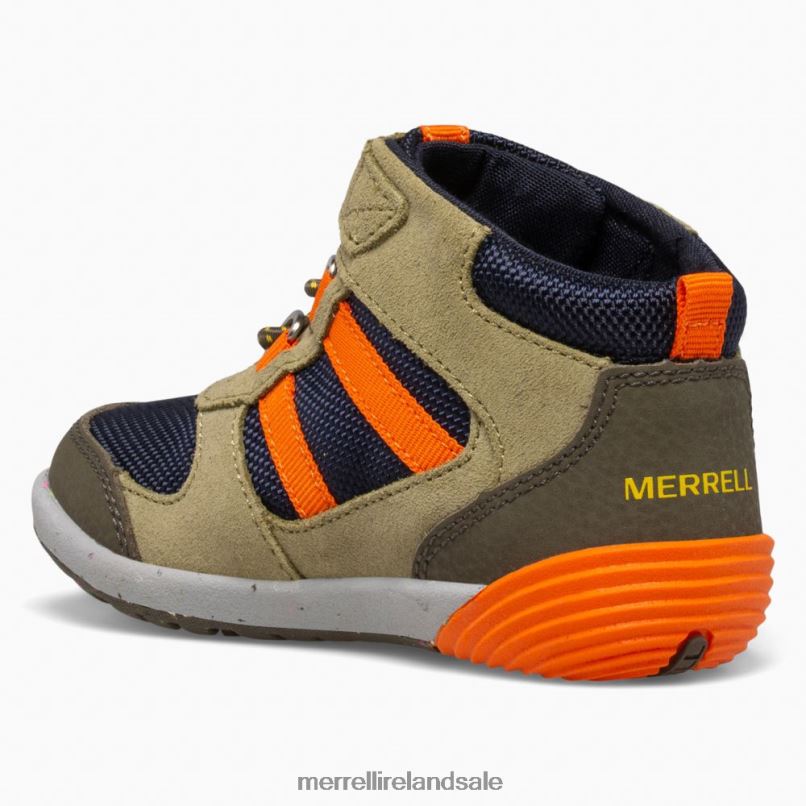 Bare Steps Ridge Jr Hiker (ML266269) Merrell Kids BX26T1457 Olive/Navy/Orange Shoes