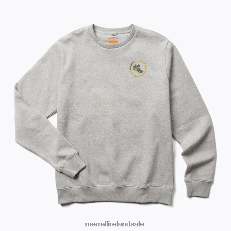 Life's An Adventure Crew Neck Fleece (JMF26623-050) Merrell Men BX26T696 Grey Heather Clothes