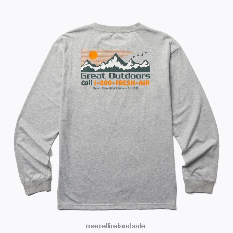 Great Outdoors Long Sleeve Tee (JMF26624-050) Merrell Men BX26T561 Grey Heather Clothes