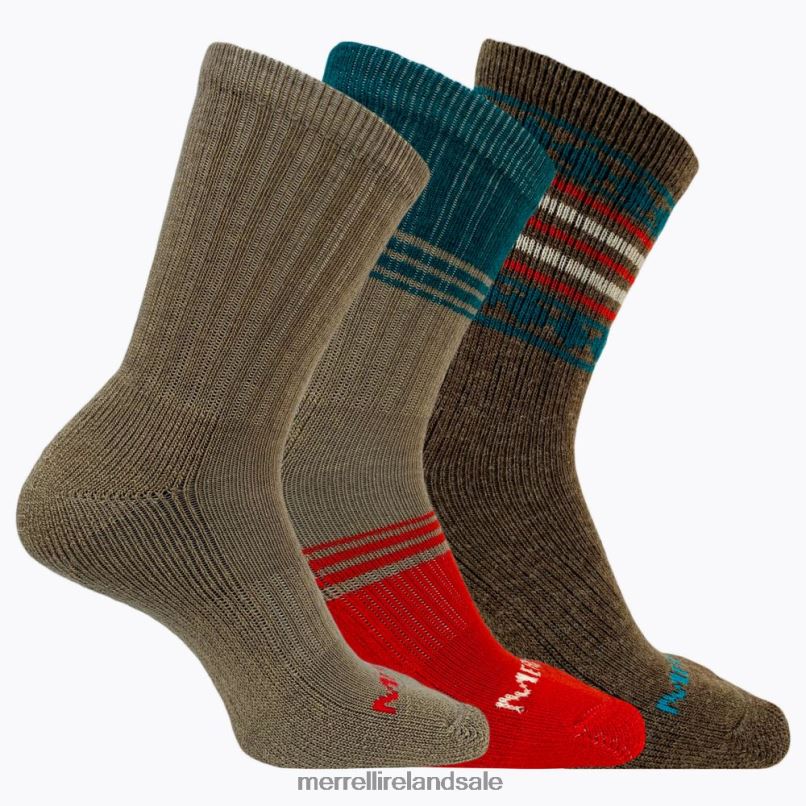 Holiday Thermal Wool Blend Crew 3 Pack Sock (JSF26507-238) Merrell Unisex BX26T582 Brown Assorted Accessories