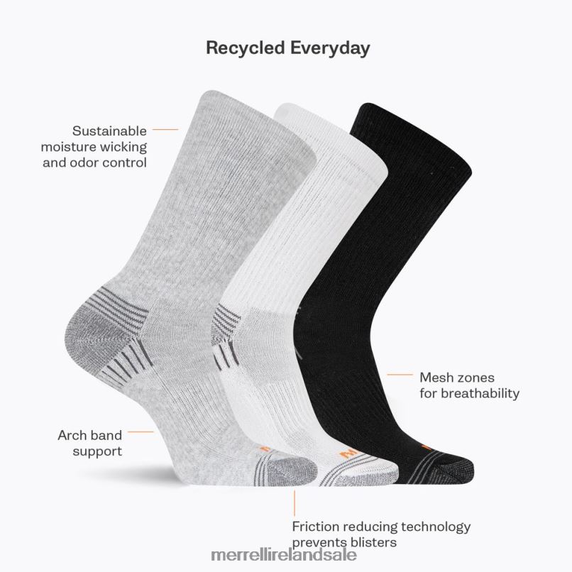 Recycled Low Cut Tab Sock 3 Pack (JSF25059-041) Merrell Unisex BX26T360 Grey Heather Asst Accessories