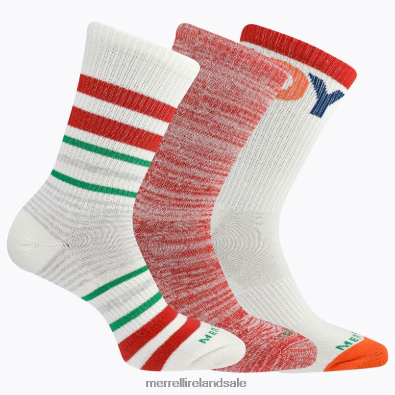Stripes of Joy Crew 3 Pack Sock (JSF26608-600) Merrell Unisex BX26T358 Red Assorted Accessories