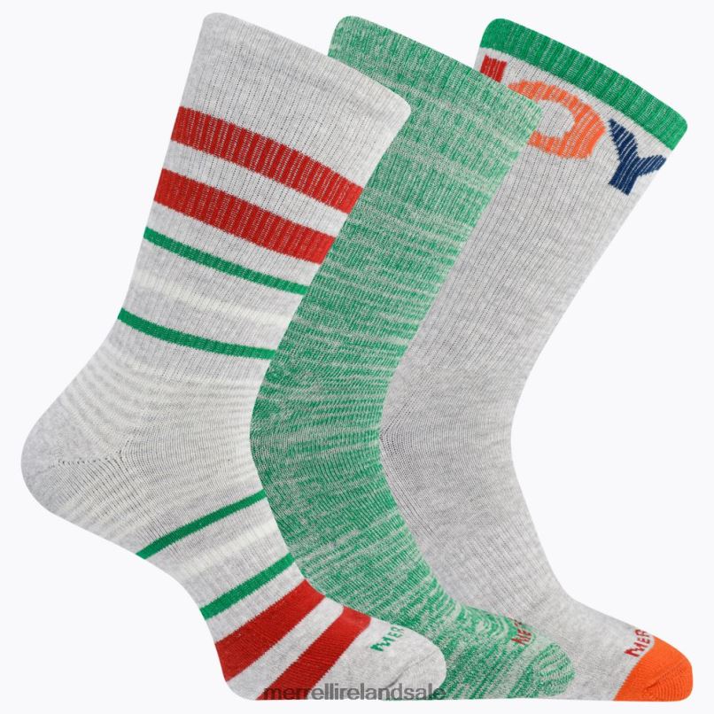 Stripes of Joy Crew 3 Pack Sock (JSF56608-050) Merrell Unisex BX26T357 Grey Assorted Accessories
