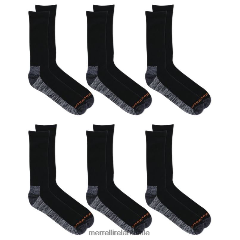 Work Crew Sock 6 Pack (JSS26719-010) Merrell Unisex BX26T266 Black Accessories