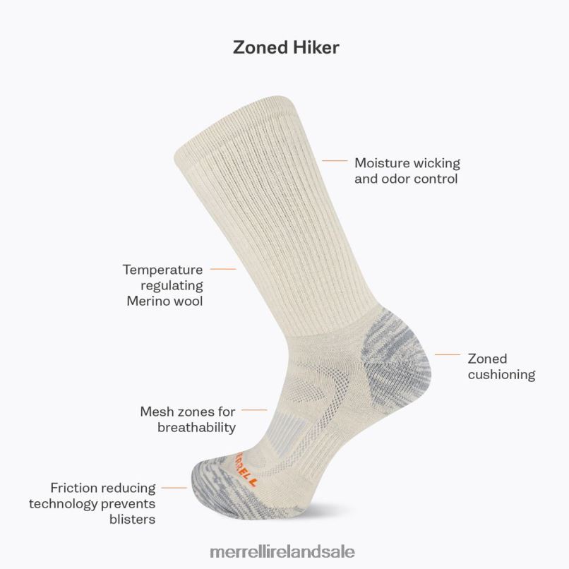 Zoned Low Cut Hiker Sock (JSF25745-100) Merrell Unisex BX26T527 White Accessories